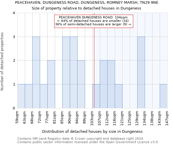 PEACEHAVEN, DUNGENESS ROAD, DUNGENESS, ROMNEY MARSH, TN29 9NE: Size of property relative to detached houses in Dungeness