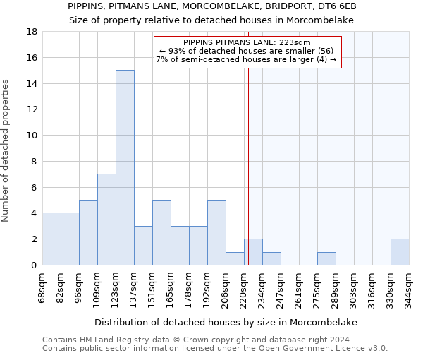 PIPPINS, PITMANS LANE, MORCOMBELAKE, BRIDPORT, DT6 6EB: Size of property relative to detached houses in Morcombelake