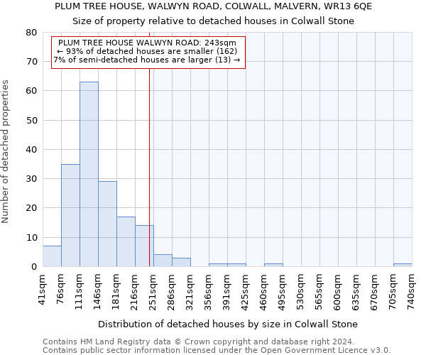 PLUM TREE HOUSE, WALWYN ROAD, COLWALL, MALVERN, WR13 6QE: Size of property relative to detached houses in Colwall Stone