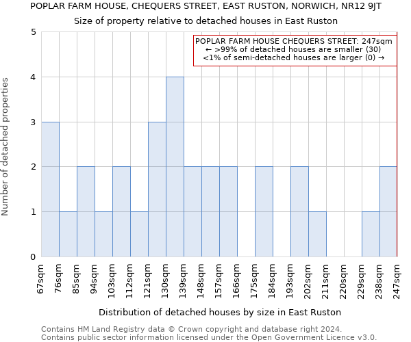 POPLAR FARM HOUSE, CHEQUERS STREET, EAST RUSTON, NORWICH, NR12 9JT: Size of property relative to detached houses in East Ruston