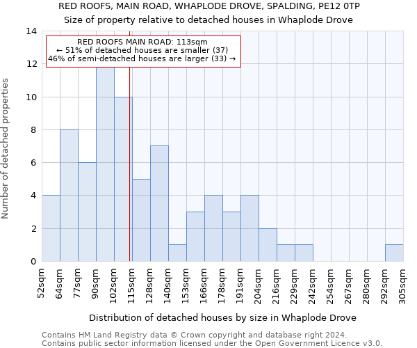 RED ROOFS, MAIN ROAD, WHAPLODE DROVE, SPALDING, PE12 0TP: Size of property relative to detached houses in Whaplode Drove