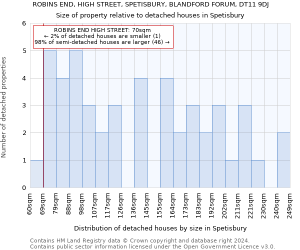 ROBINS END, HIGH STREET, SPETISBURY, BLANDFORD FORUM, DT11 9DJ: Size of property relative to detached houses in Spetisbury