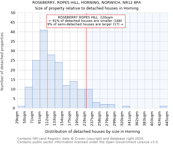 ROSEBERRY, ROPES HILL, HORNING, NORWICH, NR12 8PA: Size of property relative to detached houses in Horning