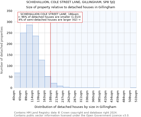 SCHIEHALLION, COLE STREET LANE, GILLINGHAM, SP8 5JQ: Size of property relative to detached houses in Gillingham