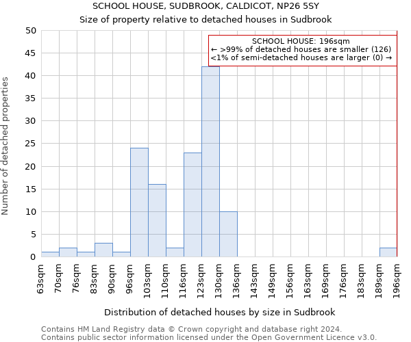 SCHOOL HOUSE, SUDBROOK, CALDICOT, NP26 5SY: Size of property relative to detached houses in Sudbrook