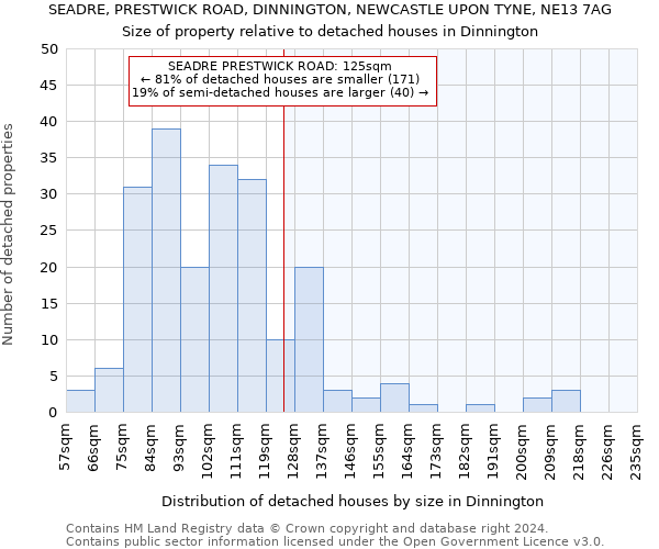 SEADRE, PRESTWICK ROAD, DINNINGTON, NEWCASTLE UPON TYNE, NE13 7AG: Size of property relative to detached houses in Dinnington