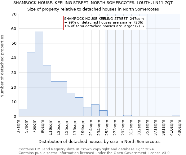 SHAMROCK HOUSE, KEELING STREET, NORTH SOMERCOTES, LOUTH, LN11 7QT: Size of property relative to detached houses in North Somercotes