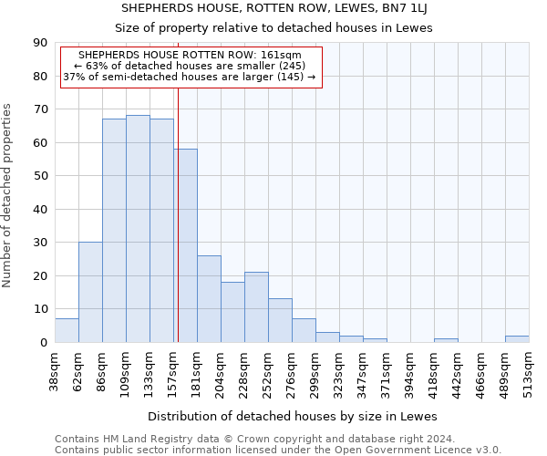 SHEPHERDS HOUSE, ROTTEN ROW, LEWES, BN7 1LJ: Size of property relative to detached houses in Lewes