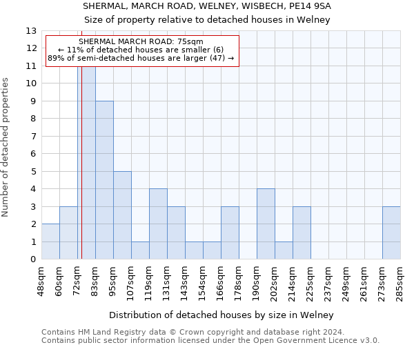 SHERMAL, MARCH ROAD, WELNEY, WISBECH, PE14 9SA: Size of property relative to detached houses in Welney