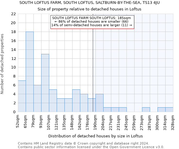 SOUTH LOFTUS FARM, SOUTH LOFTUS, SALTBURN-BY-THE-SEA, TS13 4JU: Size of property relative to detached houses in Loftus