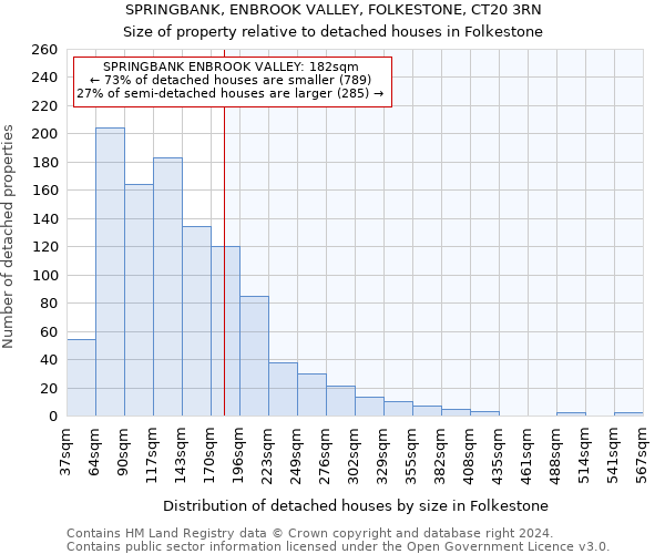 SPRINGBANK, ENBROOK VALLEY, FOLKESTONE, CT20 3RN: Size of property relative to detached houses in Folkestone