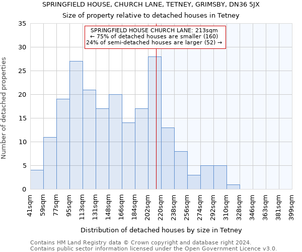 SPRINGFIELD HOUSE, CHURCH LANE, TETNEY, GRIMSBY, DN36 5JX: Size of property relative to detached houses in Tetney