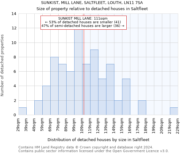 SUNKIST, MILL LANE, SALTFLEET, LOUTH, LN11 7SA: Size of property relative to detached houses in Saltfleet