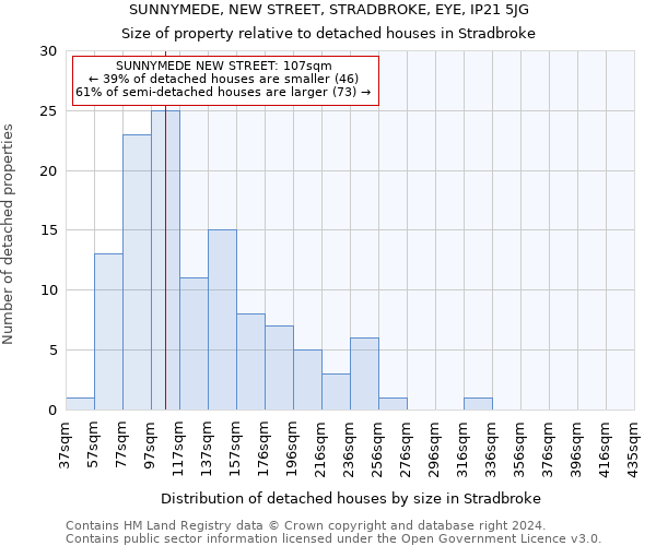 SUNNYMEDE, NEW STREET, STRADBROKE, EYE, IP21 5JG: Size of property relative to detached houses in Stradbroke