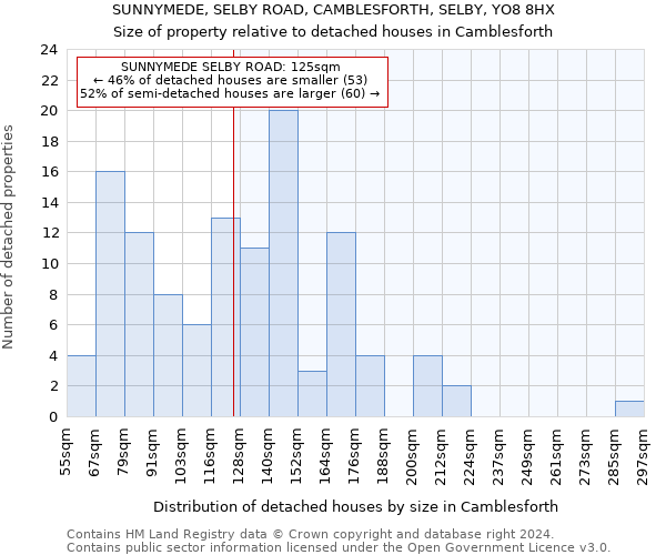 SUNNYMEDE, SELBY ROAD, CAMBLESFORTH, SELBY, YO8 8HX: Size of property relative to detached houses in Camblesforth