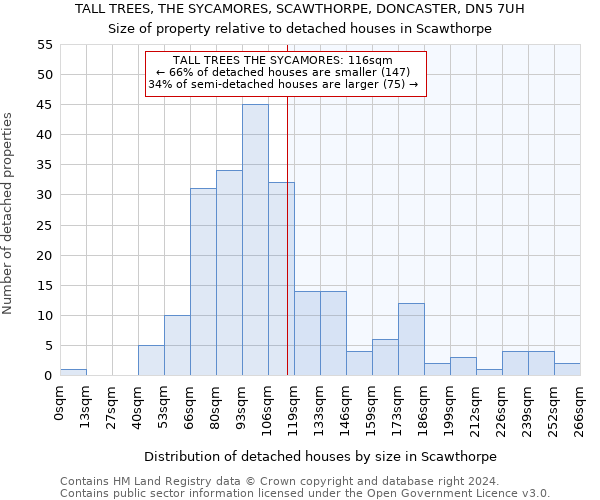 TALL TREES, THE SYCAMORES, SCAWTHORPE, DONCASTER, DN5 7UH: Size of property relative to detached houses in Scawthorpe