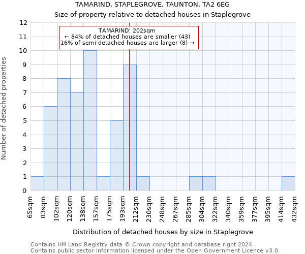 TAMARIND, STAPLEGROVE, TAUNTON, TA2 6EG: Size of property relative to detached houses in Staplegrove