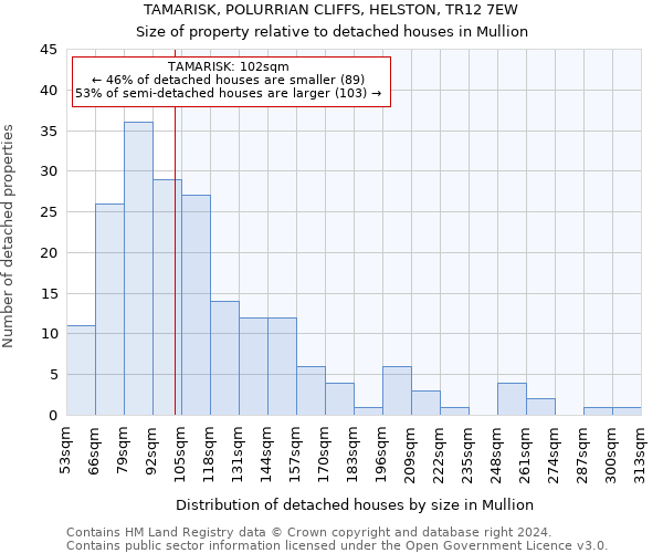 TAMARISK, POLURRIAN CLIFFS, HELSTON, TR12 7EW: Size of property relative to detached houses in Mullion