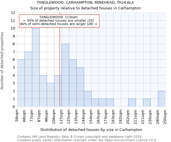 TANGLEWOOD, CARHAMPTON, MINEHEAD, TA24 6LX: Size of property relative to detached houses in Carhampton