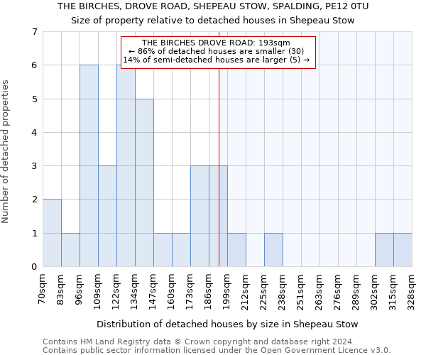 THE BIRCHES, DROVE ROAD, SHEPEAU STOW, SPALDING, PE12 0TU: Size of property relative to detached houses in Shepeau Stow