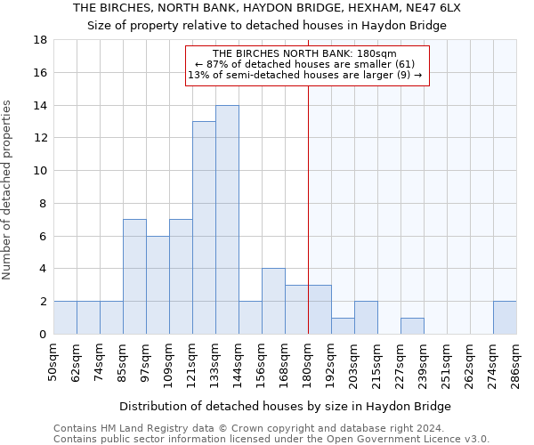 THE BIRCHES, NORTH BANK, HAYDON BRIDGE, HEXHAM, NE47 6LX: Size of property relative to detached houses in Haydon Bridge