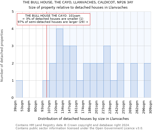 THE BULL HOUSE, THE CAYO, LLANVACHES, CALDICOT, NP26 3AY: Size of property relative to detached houses in Llanvaches