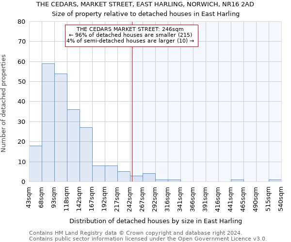 THE CEDARS, MARKET STREET, EAST HARLING, NORWICH, NR16 2AD: Size of property relative to detached houses in East Harling