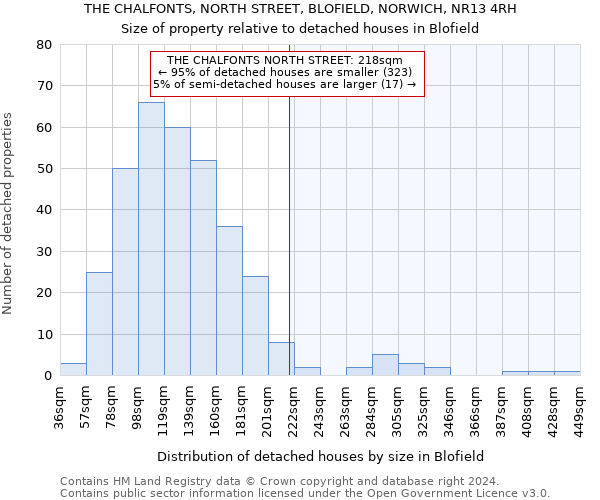 THE CHALFONTS, NORTH STREET, BLOFIELD, NORWICH, NR13 4RH: Size of property relative to detached houses in Blofield