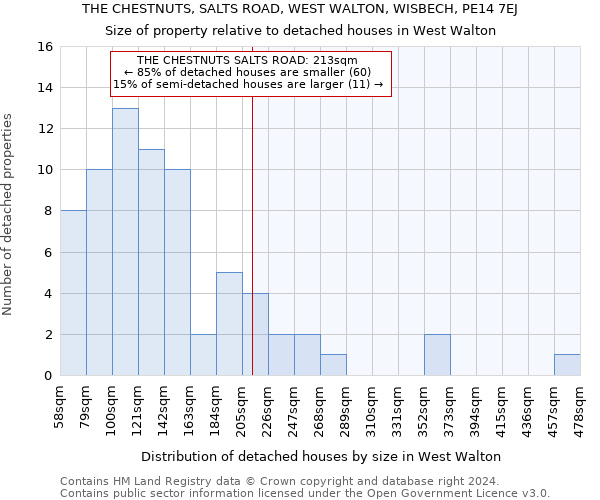 THE CHESTNUTS, SALTS ROAD, WEST WALTON, WISBECH, PE14 7EJ: Size of property relative to detached houses in West Walton