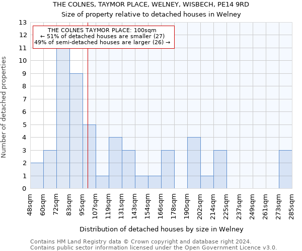 THE COLNES, TAYMOR PLACE, WELNEY, WISBECH, PE14 9RD: Size of property relative to detached houses in Welney