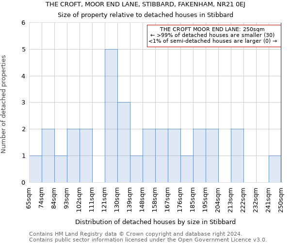 THE CROFT, MOOR END LANE, STIBBARD, FAKENHAM, NR21 0EJ: Size of property relative to detached houses in Stibbard