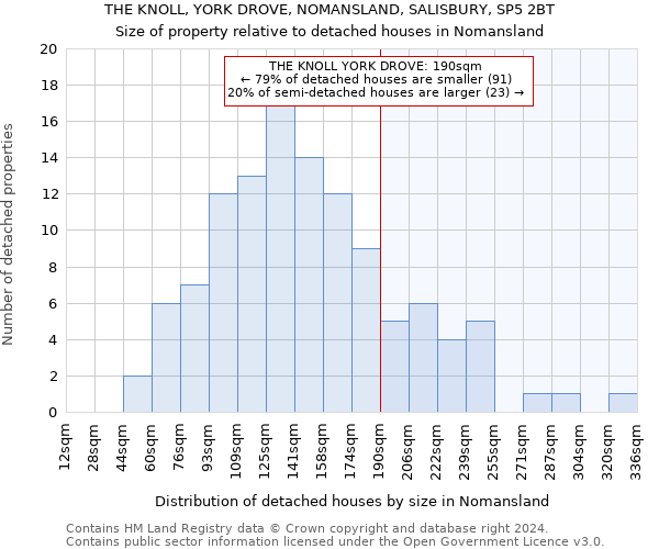 THE KNOLL, YORK DROVE, NOMANSLAND, SALISBURY, SP5 2BT: Size of property relative to detached houses in Nomansland