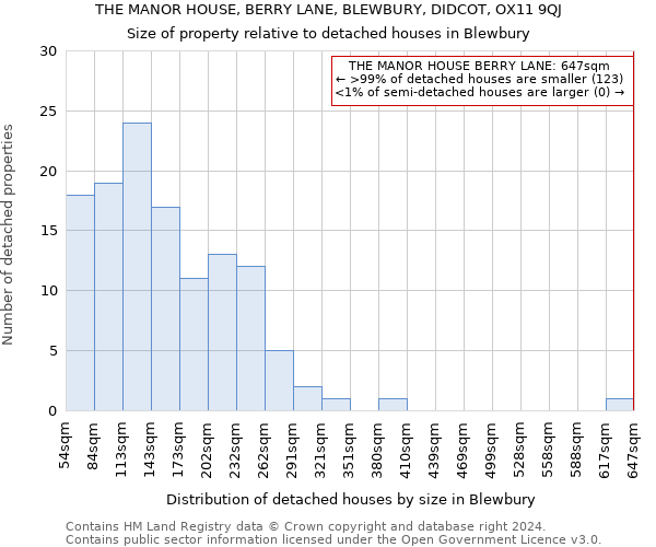 THE MANOR HOUSE, BERRY LANE, BLEWBURY, DIDCOT, OX11 9QJ: Size of property relative to detached houses in Blewbury