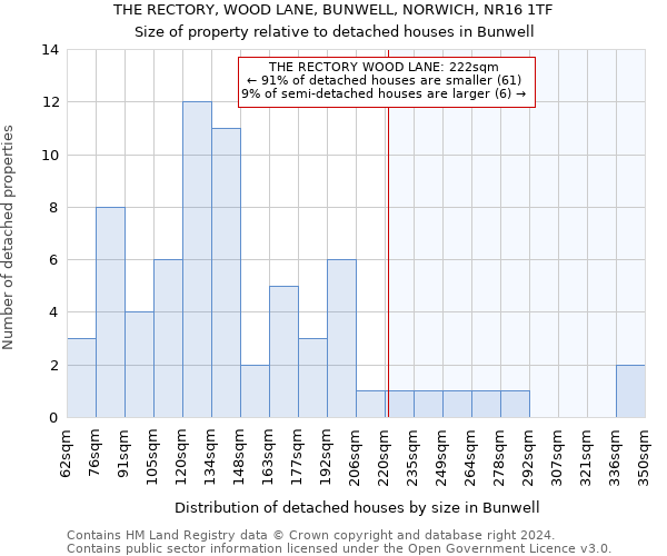 THE RECTORY, WOOD LANE, BUNWELL, NORWICH, NR16 1TF: Size of property relative to detached houses in Bunwell