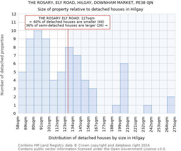 THE ROSARY, ELY ROAD, HILGAY, DOWNHAM MARKET, PE38 0JN: Size of property relative to detached houses in Hilgay