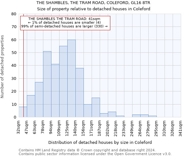 THE SHAMBLES, THE TRAM ROAD, COLEFORD, GL16 8TR: Size of property relative to detached houses in Coleford