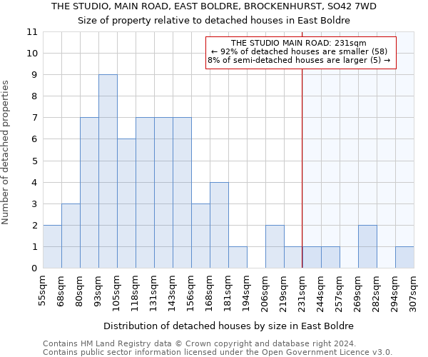 THE STUDIO, MAIN ROAD, EAST BOLDRE, BROCKENHURST, SO42 7WD: Size of property relative to detached houses in East Boldre