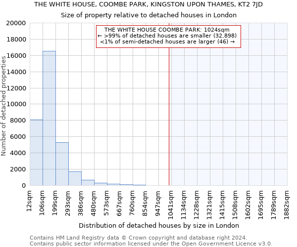 THE WHITE HOUSE, COOMBE PARK, KINGSTON UPON THAMES, KT2 7JD: Size of property relative to detached houses in London