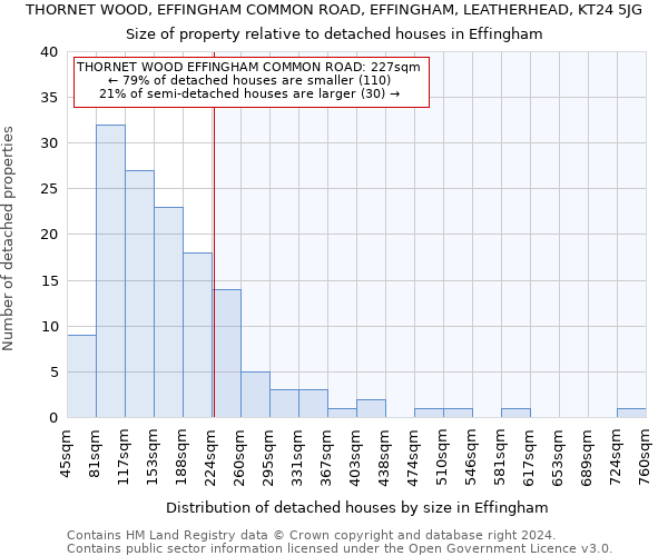 THORNET WOOD, EFFINGHAM COMMON ROAD, EFFINGHAM, LEATHERHEAD, KT24 5JG: Size of property relative to detached houses in Effingham