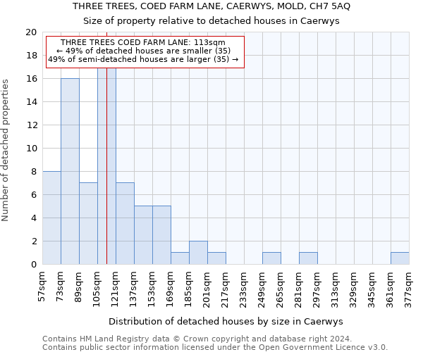 THREE TREES, COED FARM LANE, CAERWYS, MOLD, CH7 5AQ: Size of property relative to detached houses in Caerwys