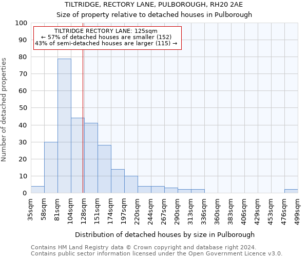 TILTRIDGE, RECTORY LANE, PULBOROUGH, RH20 2AE: Size of property relative to detached houses in Pulborough