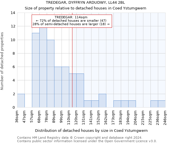 TREDEGAR, DYFFRYN ARDUDWY, LL44 2BL: Size of property relative to detached houses in Coed Ystumgwern