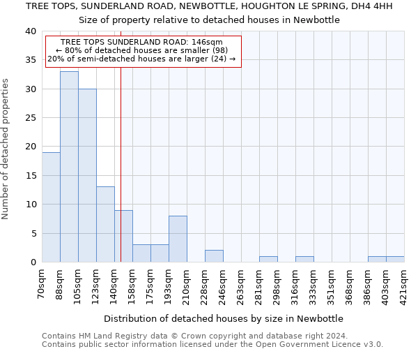 TREE TOPS, SUNDERLAND ROAD, NEWBOTTLE, HOUGHTON LE SPRING, DH4 4HH: Size of property relative to detached houses in Newbottle