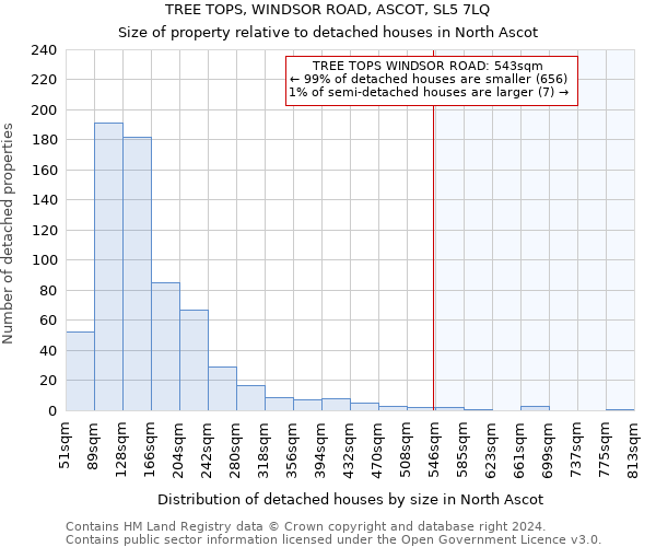 TREE TOPS, WINDSOR ROAD, ASCOT, SL5 7LQ: Size of property relative to detached houses in North Ascot