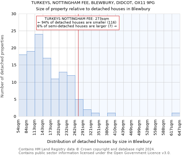 TURKEYS, NOTTINGHAM FEE, BLEWBURY, DIDCOT, OX11 9PG: Size of property relative to detached houses in Blewbury