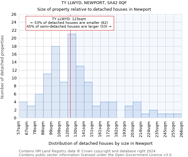 TY LLWYD, NEWPORT, SA42 0QF: Size of property relative to detached houses in Newport