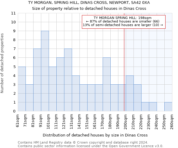 TY MORGAN, SPRING HILL, DINAS CROSS, NEWPORT, SA42 0XA: Size of property relative to detached houses in Dinas Cross