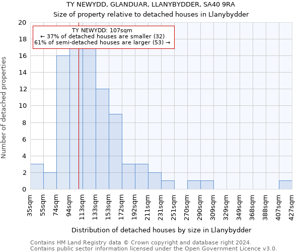 TY NEWYDD, GLANDUAR, LLANYBYDDER, SA40 9RA: Size of property relative to detached houses in Llanybydder