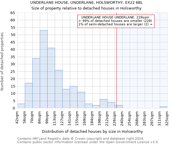 UNDERLANE HOUSE, UNDERLANE, HOLSWORTHY, EX22 6BL: Size of property relative to detached houses in Holsworthy