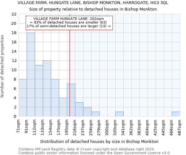 VILLAGE FARM, HUNGATE LANE, BISHOP MONKTON, HARROGATE, HG3 3QL: Size of property relative to detached houses in Bishop Monkton